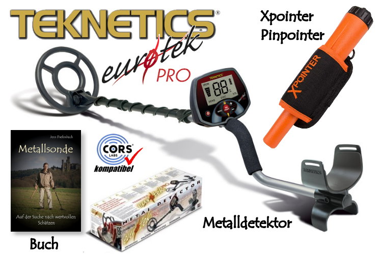 Metalldetektor Premium Ausr&uuml;stungspaket Teknetics Eurotek PRO (LTE) mit Quest Xpointer Pinpointer